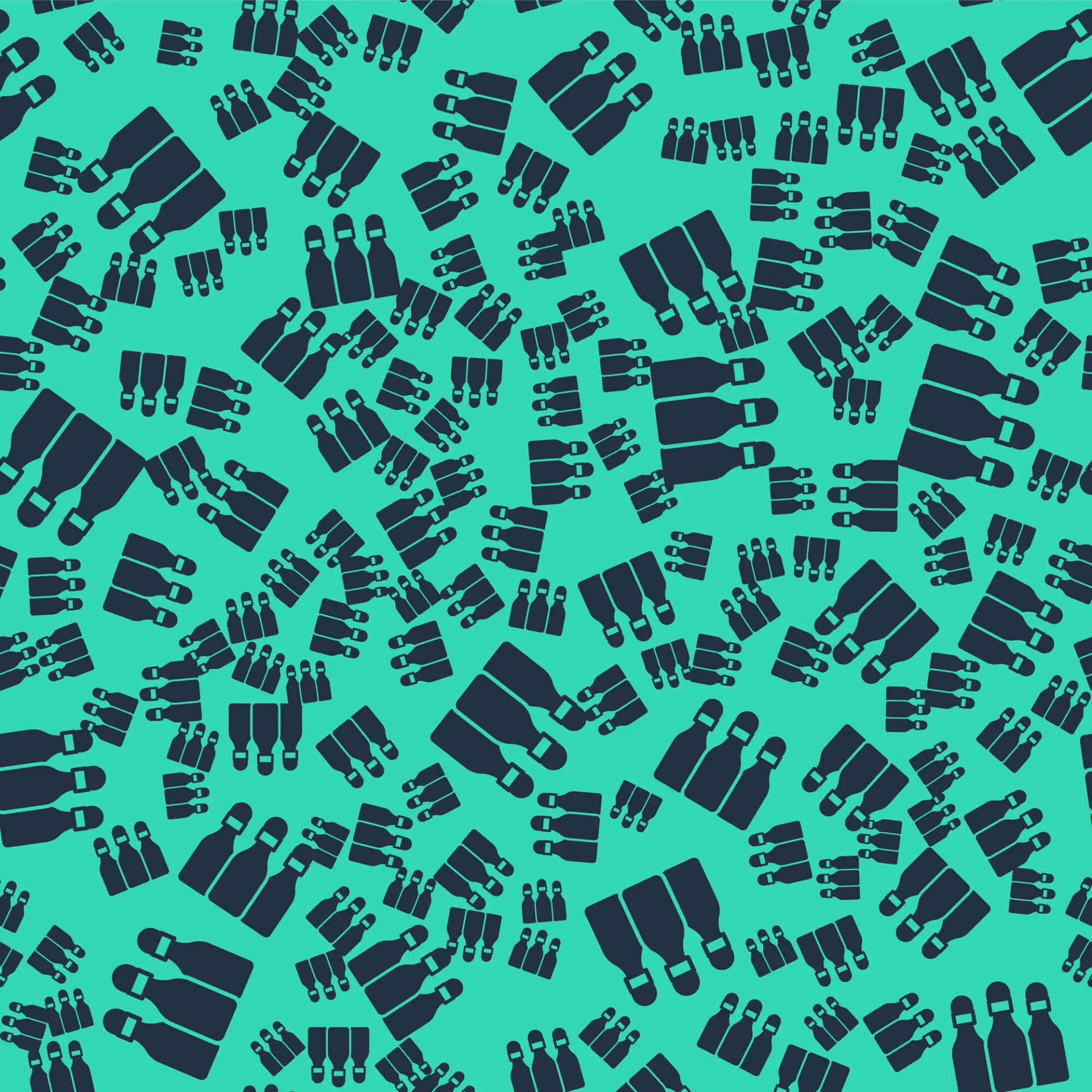 Pattern of plastic bottles on teal background