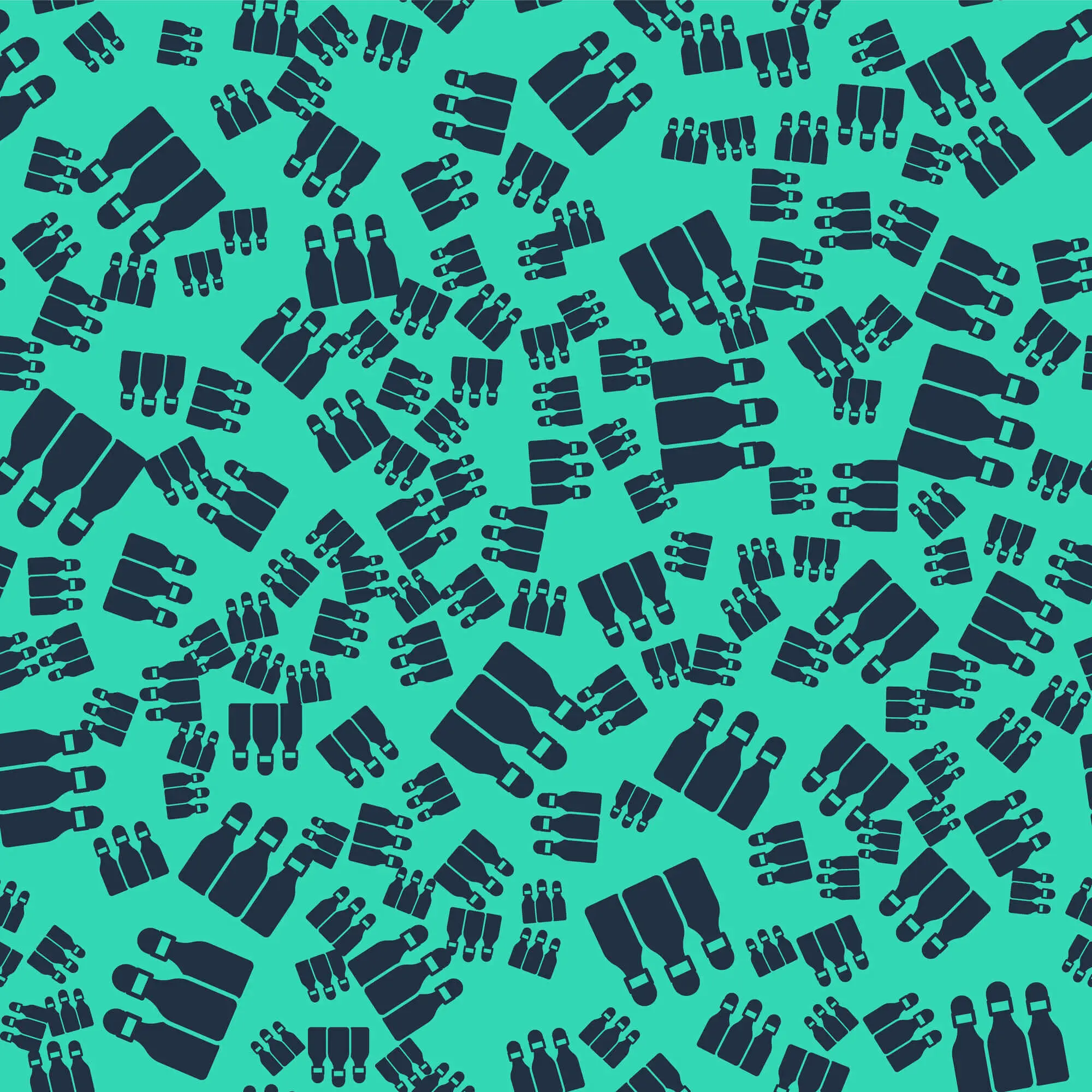 Pattern of plastic bottles on teal background