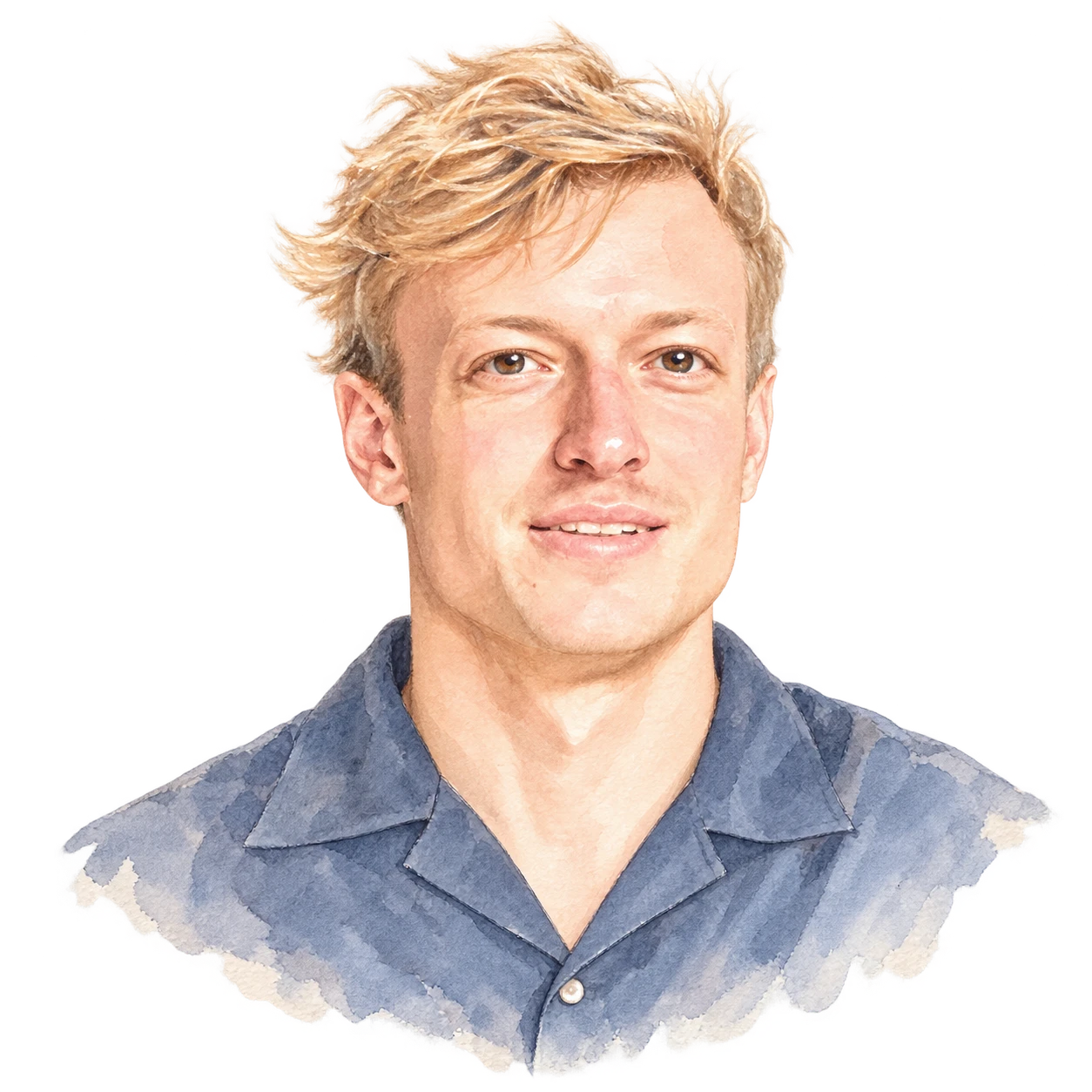 Watercolour portrait of Adam Haworth, HauteLab founder